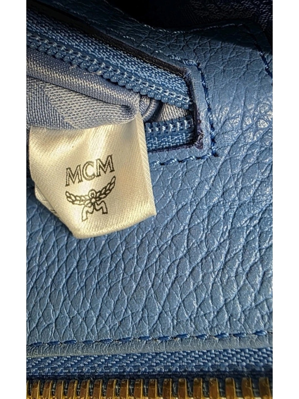 MCM Blue Leather Crossbody Bag with Gold Hardware - Picture 4 of 10